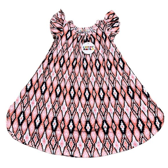 Dot Dot Smile Toddler Girls Size 3T/4T Pink‎ Black White IKAT Print Twirl Dress - Picture 1 of 5